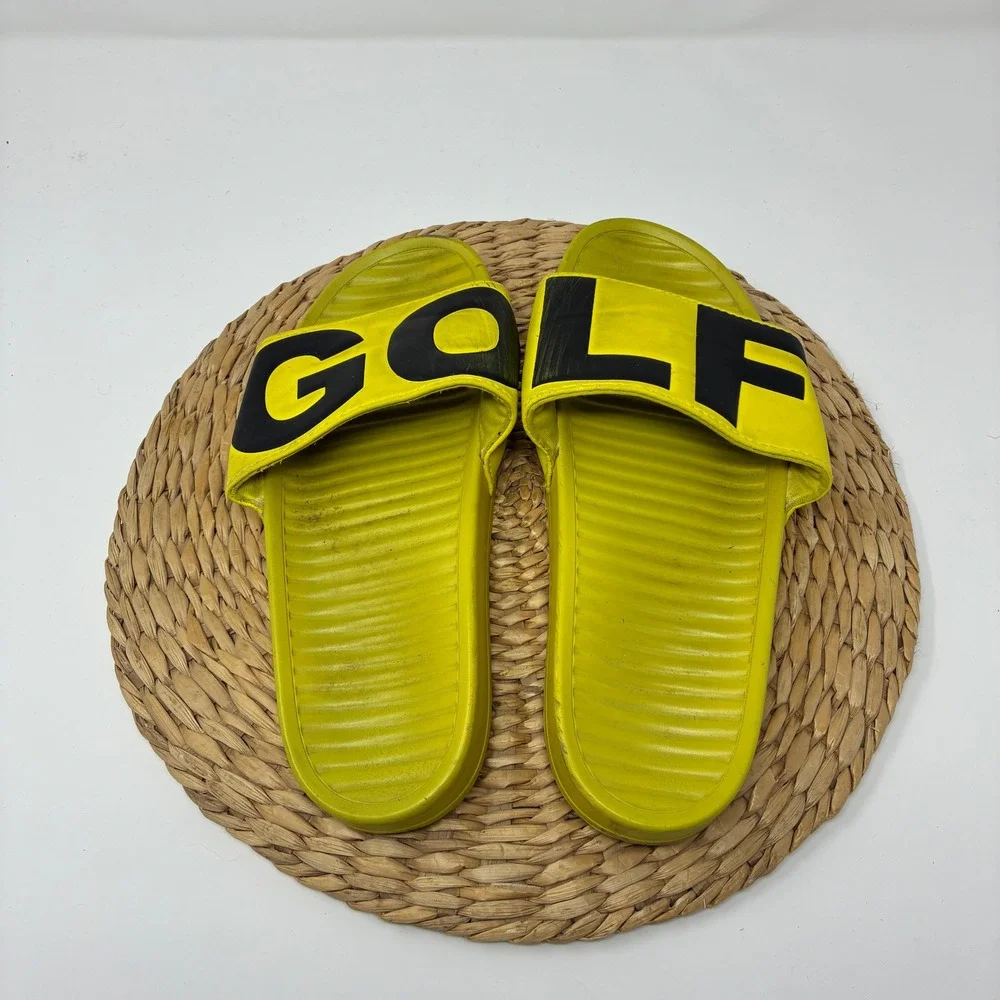 Golf Wang Yellow Black Logo Slide Sandals Streetwear‎ Mens 8 Women 10 Vintage